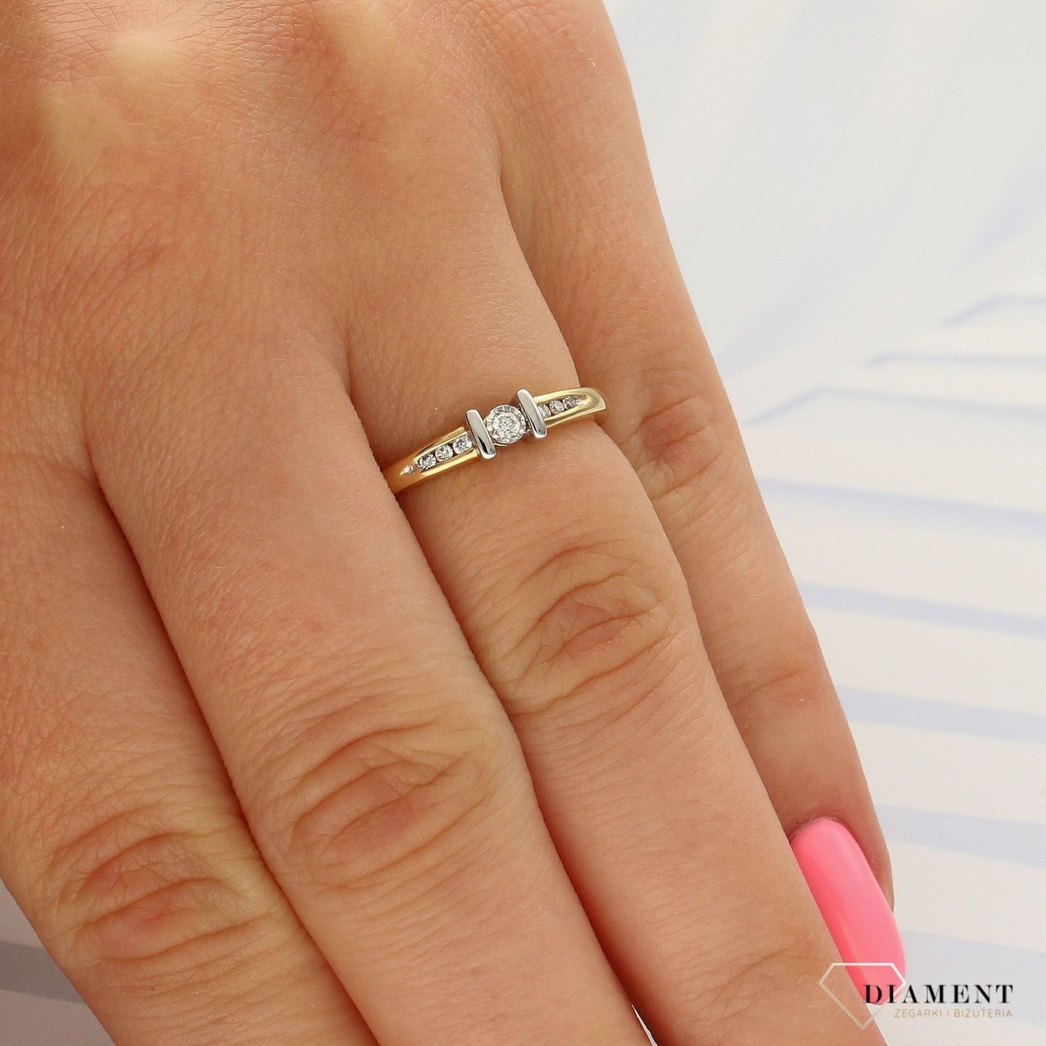 Pierścionek złoty DIAMENT 585,  złoto z diamentem TEN JEDYNY R 46X.jpg